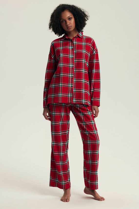 43716 Dalisa Női pizsama Henderson-flanel kockás, meleg 100% pamut, meleg 100% pamut