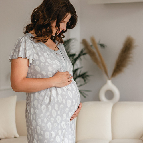 Emily Eevi bambusz kismama és szoptatós hálóing - szürke