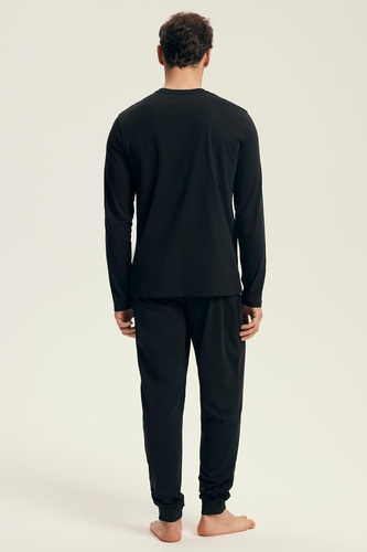 Henderson Core 43469 Loger férfi pizsama fekete - pamut, hosszú ujjú, elegáns csomagolásban