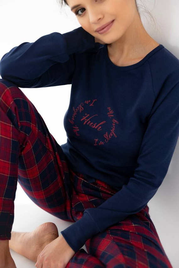 Emmeline Női pizsama Sensis Flanel - tengerészkék-piros