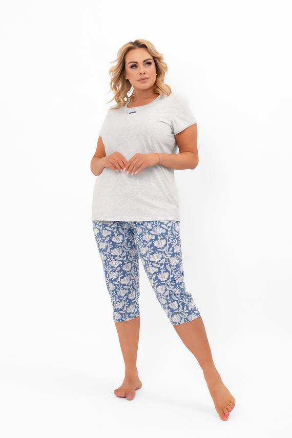 Női pizsama Boma - rövid ujjú, 3/4-es nadrág, pamut Italian Fashion - melange/print