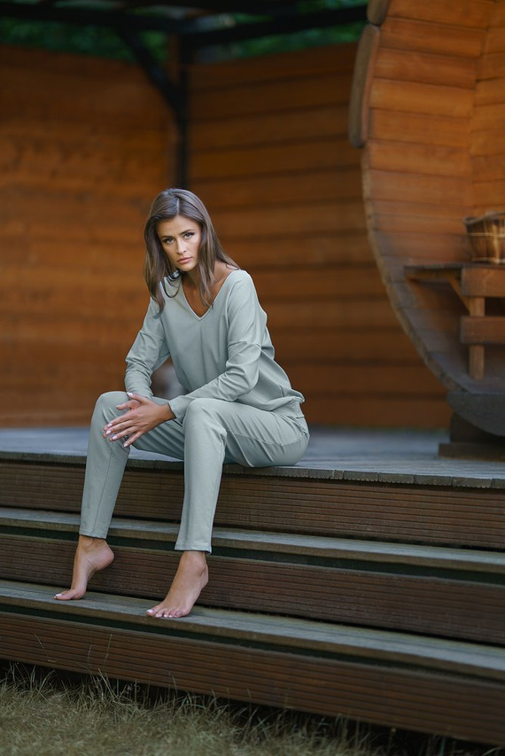 Karina Női hosszú ujjú szett, nadrág Italian Fashion - karamell színben