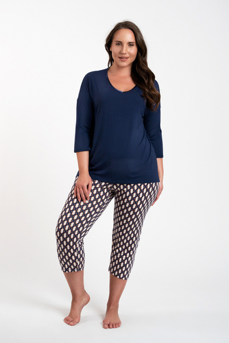Milda Női pizsama 3/4 ujjú, 3/4 nadrág Olasz Divat