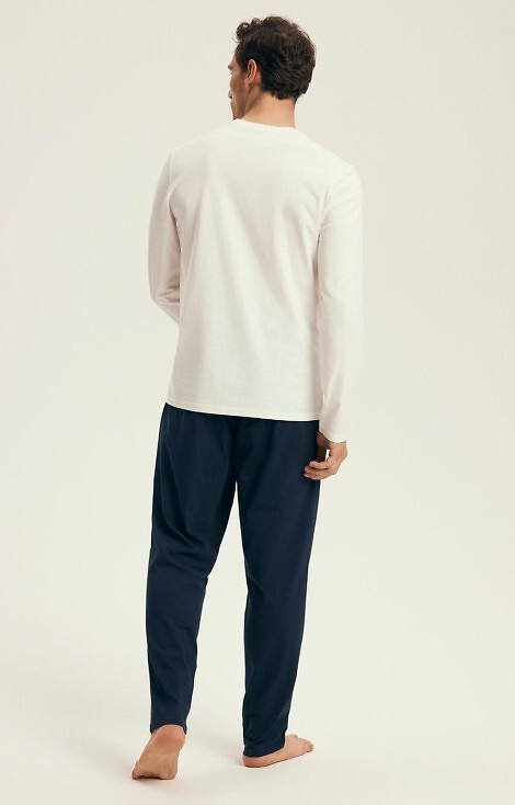 43475 Loji Férfi Henderson Core fehér pizsama - pamut hegyvidéki mintás szett