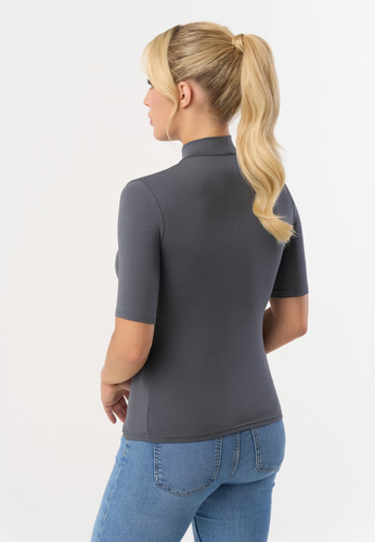 Layla Bluzka półgolf z krótkim rękawem Babell - stalowy
