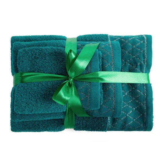 Eurofirany törölköző szett 3 részes puha nedvszívó prémium törölköző Layla dark turquoise