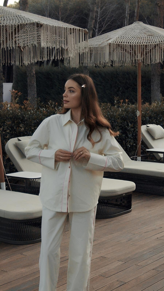 Sensis Raven női pizsama lime – pamut ing és hosszú nadrág szett