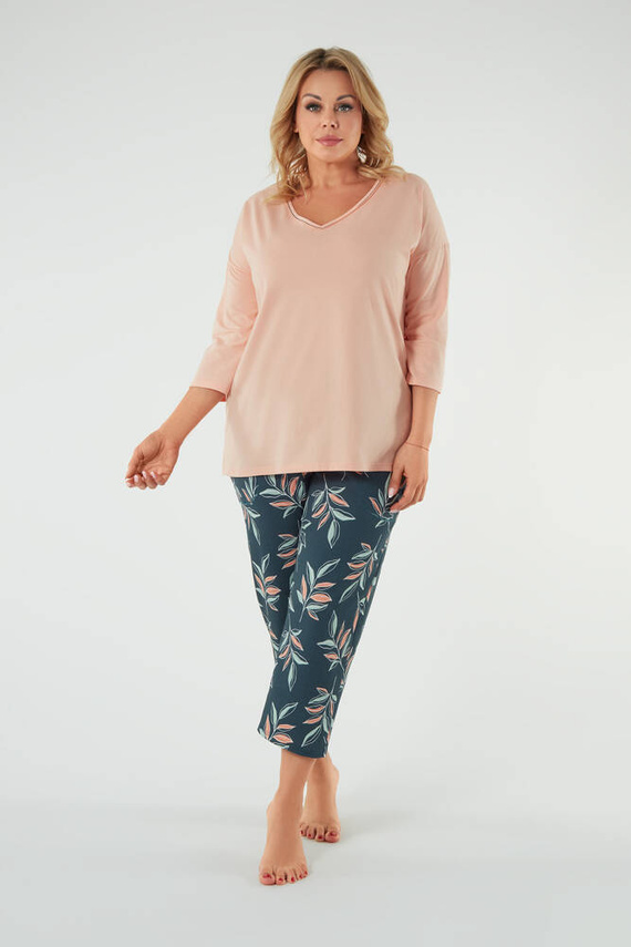 Julietta Női pizsama 3/4 ujjú, 7/8 nadrág olasz divat - lazac/print