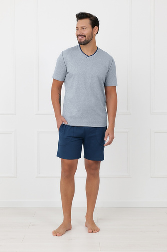 Férfi Devon Italian Fashion pamut pizsama rövid ujjú melange