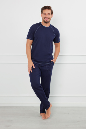 Salomon Férfi rövid ujjú pizsama, hosszú nadrág Olasz divat - tengerészkék/kék