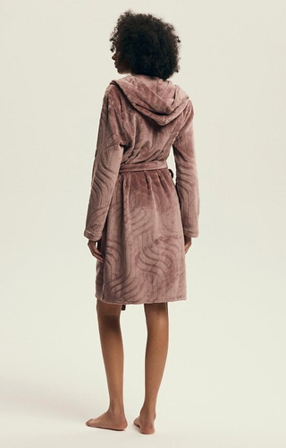 43602 Devyn Női kapucnis köntös Henderson mahagóni - rövid, meleg, bársony, velúr