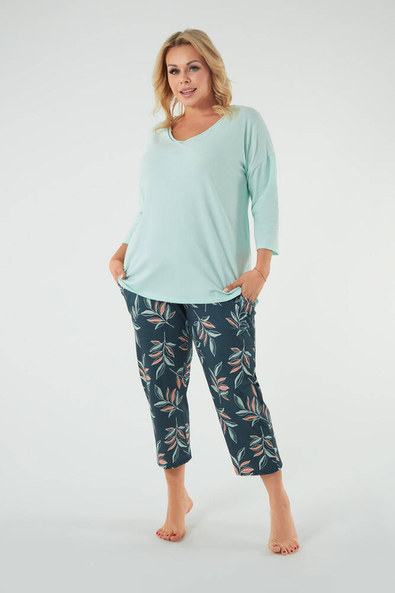 Julietta Női pizsama 3/4 ujjú, 7/8 nadrág olasz divat - pisztácia/print