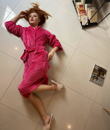 628 Abigail Long Forex női fürdőköpeny - málna