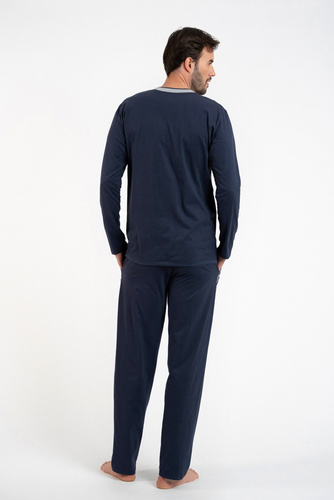 Zbyszek Férfi pizsama hosszú ujjú, hosszú nadrág Talian Fashion - tengerészkék