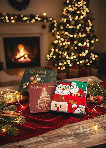 Boldog karácsonyt zokni szett M898 Wik Unisex- 4 pár karácsonyi zokni egy dobozban