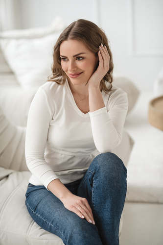 Milk&Love Milk Shirt kismama és szoptatós felső 7/8 ujj white