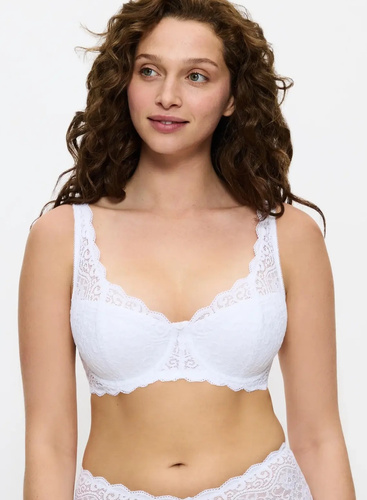 Amourette 300 WHP Triumph fehér - fűzős melltartó, csipkés, párnázott