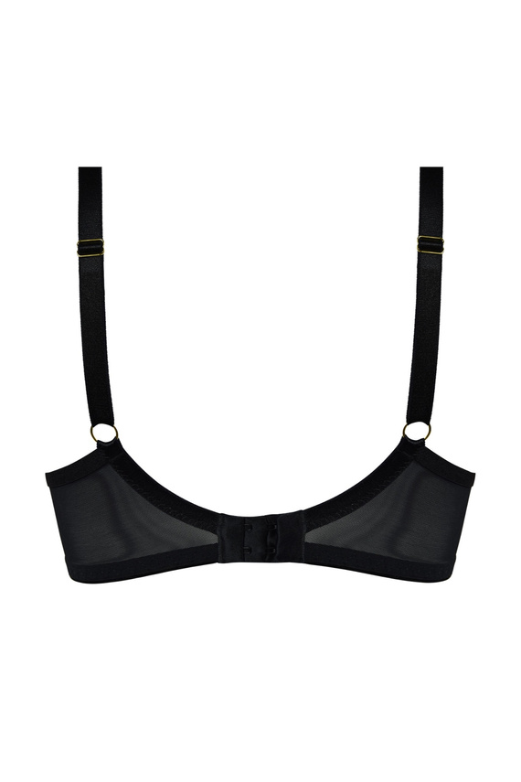 19252 Mediolano Spider Soft Bra - Érzéki, fekete csipke | Dekoratív, hálót formázó csíkok | Ideális nagy keblekhez