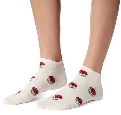 Stopki damskie Steven 114 Summer cienkie bawełniane do sneakersów ecru 181