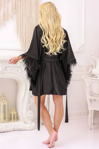 Moon Podomka Kalimo - szatén tollakkal, rövid és elegáns, fekete színben