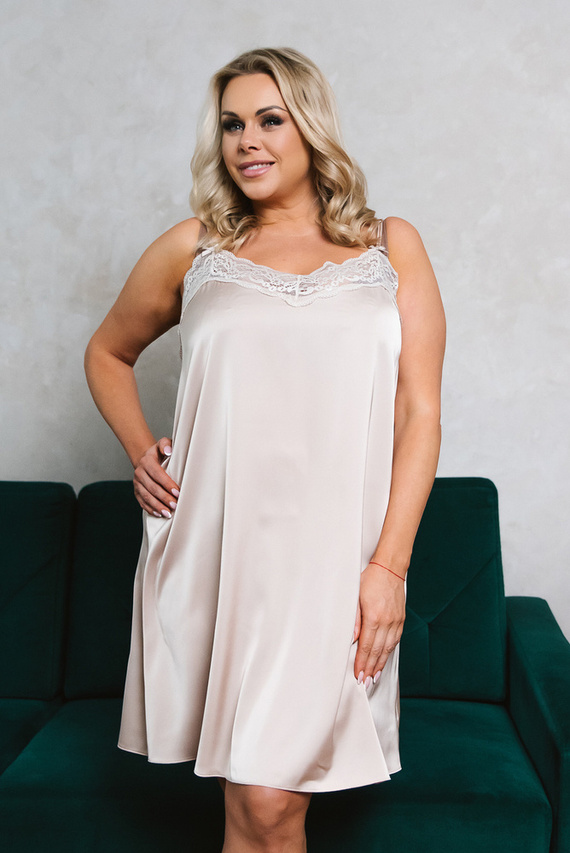 Touch hálóing keskeny pántos, rövid Italia Fashion - bézs