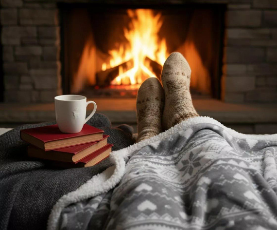 SACO karácsonyi takaró szürke - puha és meleg, norvég hópehely mintával, díszes zacskóban