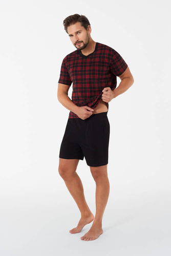 Elijah Férfi rövid ujjú pizsama és rövidnadrág Italian Fashion - print/fekete