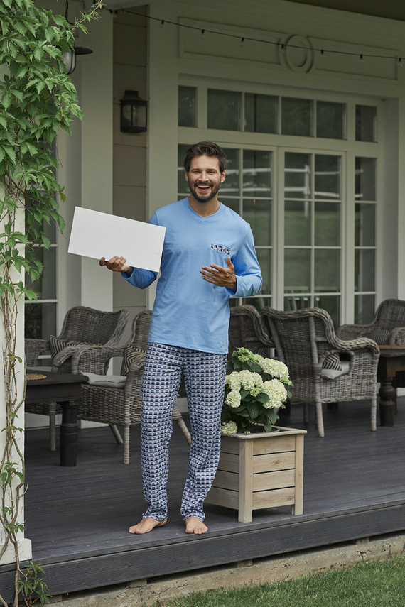 Jaromir Férfi hosszú ujjú, hosszú nadrág olasz divat - kék/print