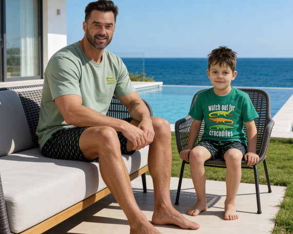 326/202 Férfi Cornette Crocodiles 2 pizsama - Pamut | Rövid ujjú + rövidnadrág | Kényelmes alvás | Divatos nyomtatás