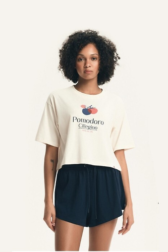 Henderson női pizsama 43724 Dessie kék, pamut, rövid ujjú, paradicsomos mintával