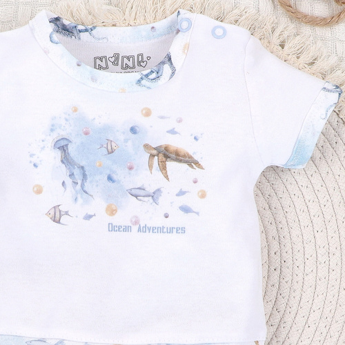 ABN-5453 Sea Of Joy Nini bébi rámpa fehér- organikus pamut, kényelmes nyomógombok