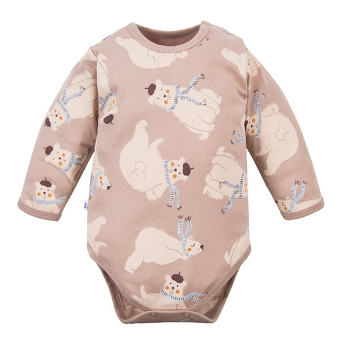 Beary Cool baba bodysuit Eevi- pamut, hosszú ujjú, mackó nyomtatással