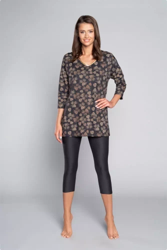 Pinnia Női 3/4 ujjú pizsama, 3/4 nadrág Olasz divat - print/grafit