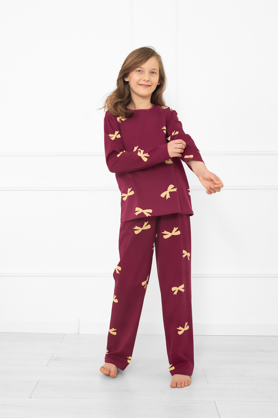 Kwadro Italian Fashion lány pizsama - pamut, hosszú ujjú, masnis, hosszú ujjú