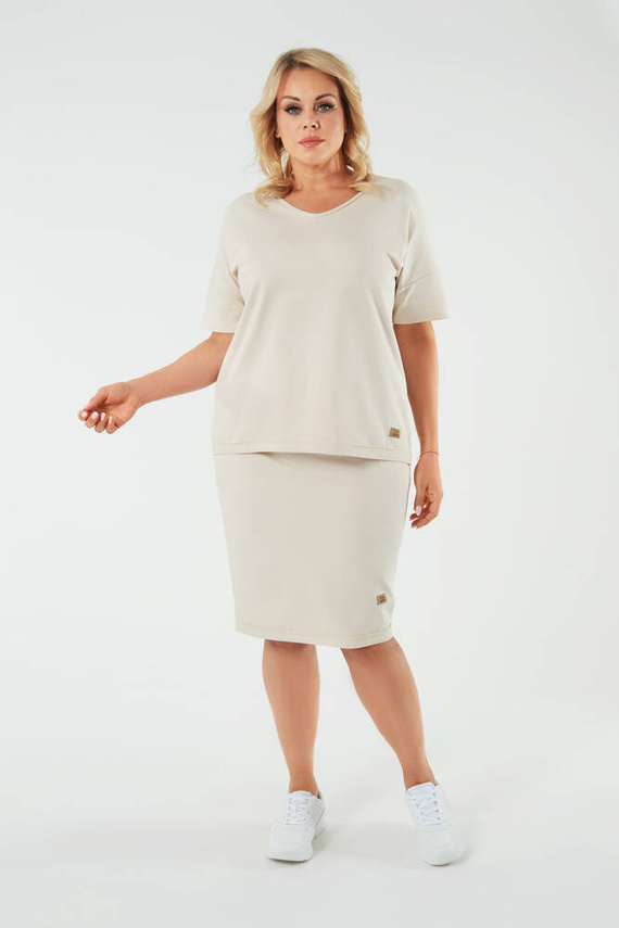 Madri rövid ujjú blúz Olasz divat - bézs