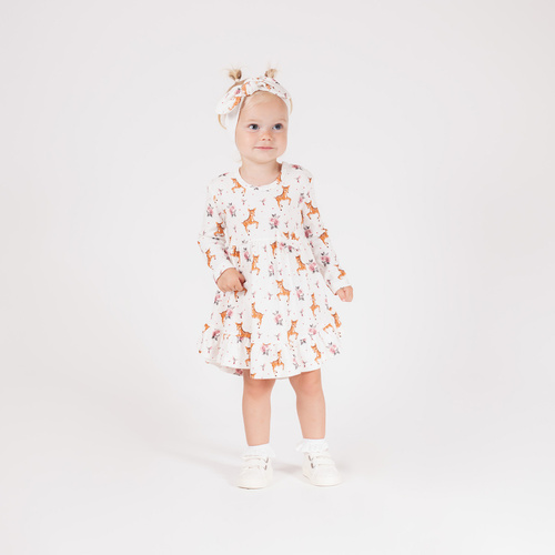 216166 Lala - Nicol lány ruha, pamut, hosszú ujjú, szarvasbőr, szarvasbőr