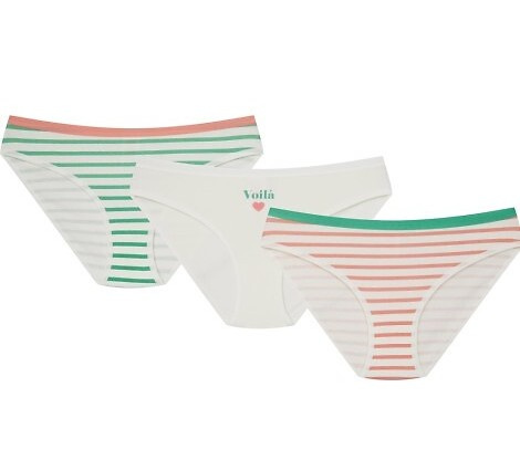 36508-K083 Henderson Női ekrü pamut bikini alsó 3 darabos csomagban