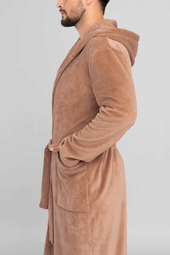 Mimas Férfi kapucnis fürdőköpeny olasz divat - teve színű