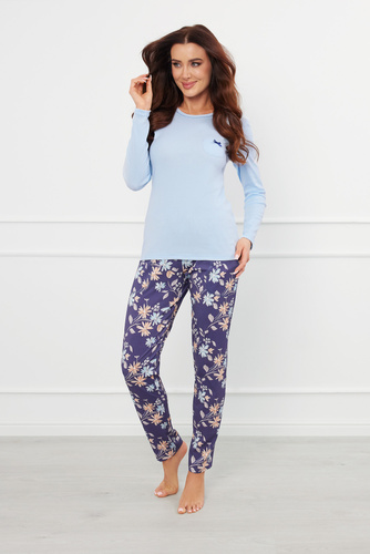 Pulia Női hosszú ujjú pizsama, hosszú nadrág Italian Fashion - kék/print