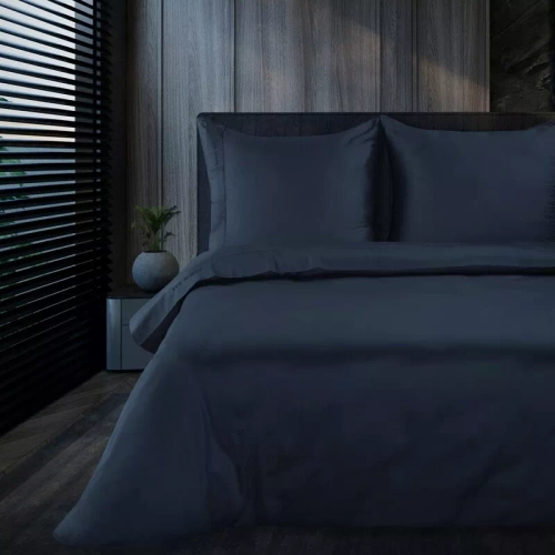 1F Elegáns szatén ágynemű Eva Minge Eurofirany tengerészkék | makroszatén 100% pamut