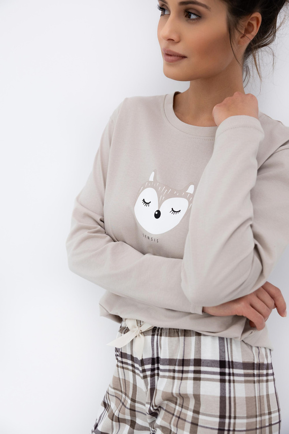 Tinsley Sensis női pizsama - pamut, hosszú, kockás