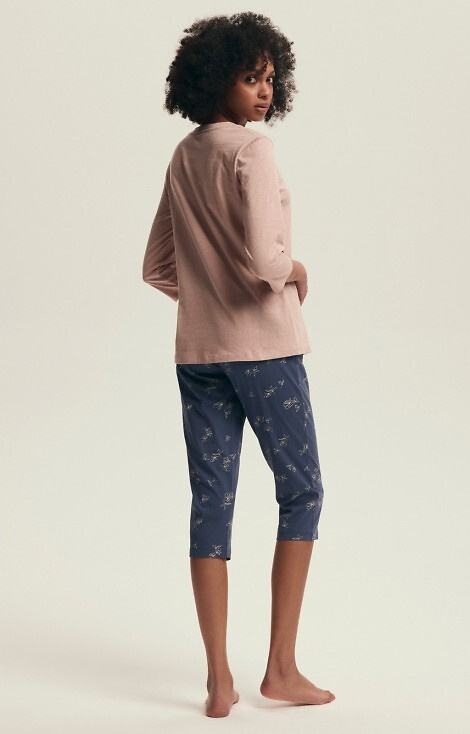 43699 Delanie Női Henderson rózsaszín pizsama - pamut, 3/4 ujjú és hálóinggel