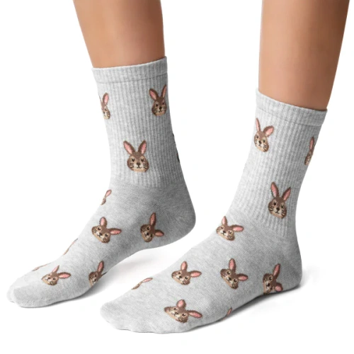 Steven Happy Easter 136 női zokni – pamut nyuszis mintával grey
