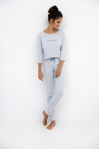 Daydreamer Sensis női 3/4 pizsama dove - pamut kék pizsama hosszú nadrággal