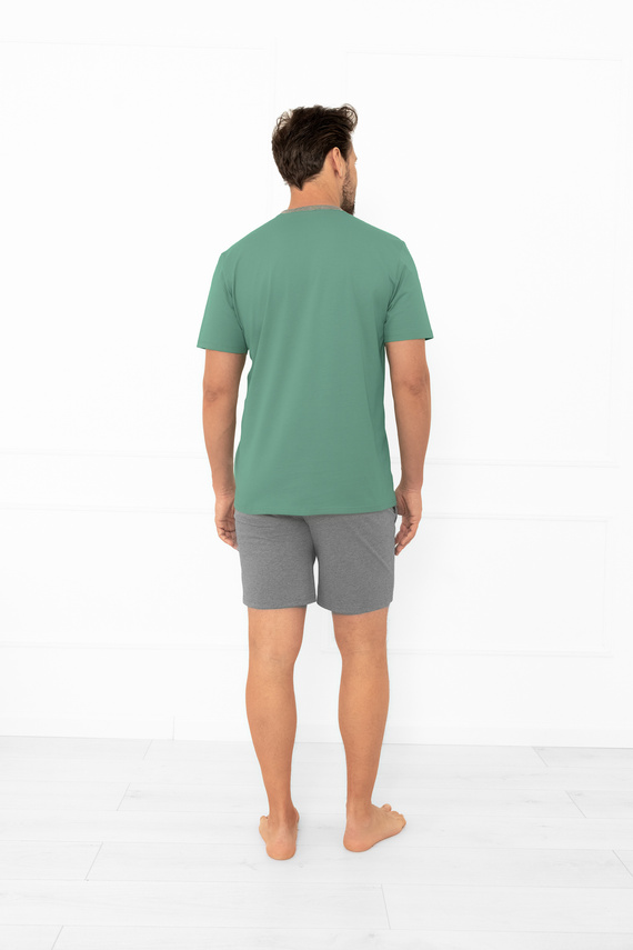 Julius Italian Fashion férfi pizsama zsálya - rövid, pamut, elegáns