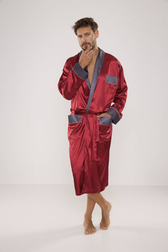 940 Forex férfi szatén fürdőköpeny - gesztenyebarna színben