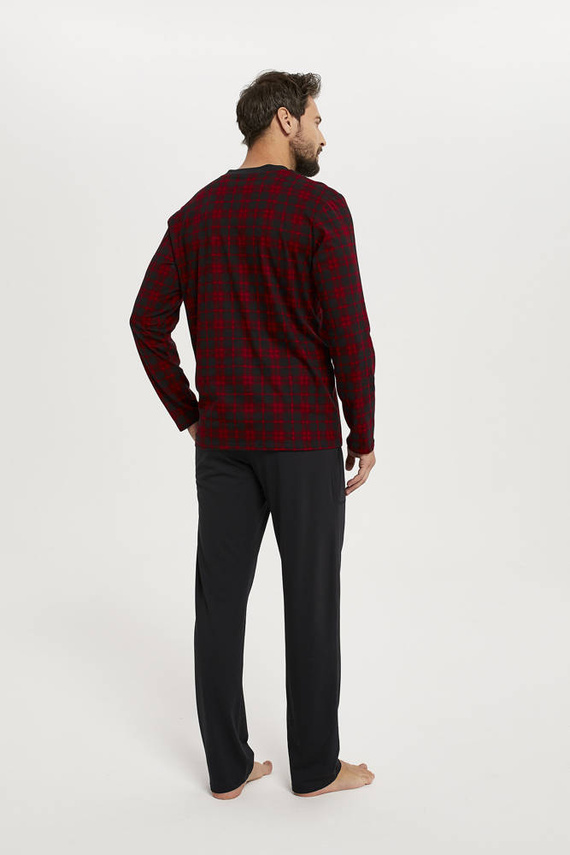 Elijah Férfi hosszú ujjú pizsama és nadrág Italian Fashion - print/fekete