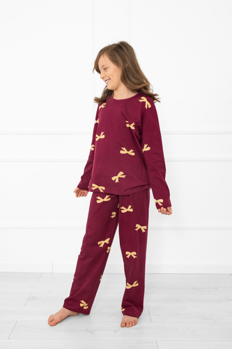 Kwadro Italian Fashion lány pizsama - pamut, hosszú ujjú, masnis, hosszú ujjú