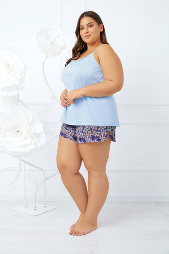 Gonesa Női pizsama vékony pántos, rövidnadrág olasz divat - kék/print