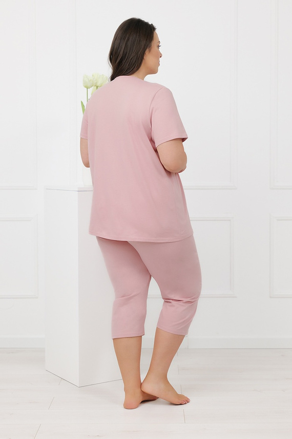 Hemaria Italian Fashion női pamut 3/4-es plus size pizsama rózsaszín